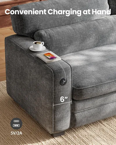 Vista 4 de Marsail Sofá cama extraíble, sofá cama tamaño Queen con colchón de espuma viscoelástica, 2 puertos de carga USB y fundas extraíbles, sofá biplaza