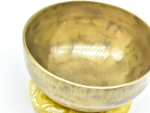 Vista 4 de Cuenco antiguo antiguo tibetano de 5 pulgadas de Nepal-Meditation Bowl, oro curativo
