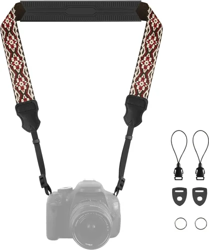 Vista 30 de FIEIL Correa de Cuello Correas de Cámara de Silicona - Correa Acolchada para Cámara, Correa de Hombro de Nailon Ajustable de 1.5" de Ancho Verde