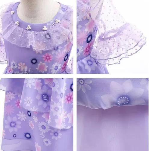Vista 4 de Sokurdeg Kids Isabella Dress Mirabel Costume Halloween Princess Cosplay Dress Up For Girls