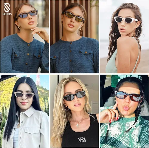 Vista 3 de SOJOS Gafas de sol polarizadas de moda ojo de gato angostas para mujer retro lindos tonos SJ2284