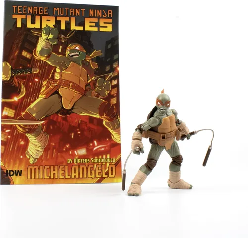 Vista 9 de Tortugas Ninja Adolescentes Mutantes BST AXN v2 IDW Inspirada Donatello Figura de Acción de 5 Pulgadas y Libro de Cómics Edición Limitada IDW