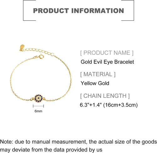 Vista 2 de Pulsera de moissanita de oro de 14 quilates, pulsera de guardián con dije de mal de ojo, regalo de joyería de Navidad de moda