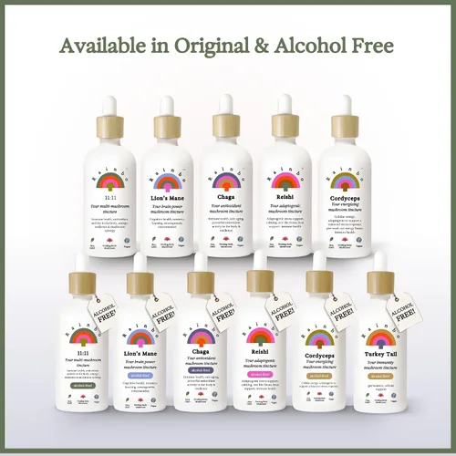Vista 9 de Rainbo Paquete de alivio del estrés de hongos sin alcohol, extracto de hongo Cordyceps + tintura de hongo Reishi, tinturas de hongos diarios