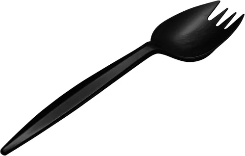 Vista 8 de 1,000 cubiertos desechables de plástico a granel, color negro, peso medio, cubiertos desechables de plástico (paquete de 2)