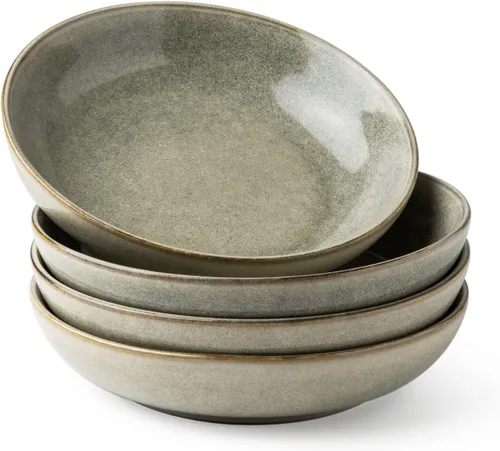 Vista 15 de AmorArc Juego de 4 cuencos grandes de cerámica para pasta de 8.5 pulgadas, cuencos de cerámica de 36 onzas para cocina, cuencos anchos para pasta