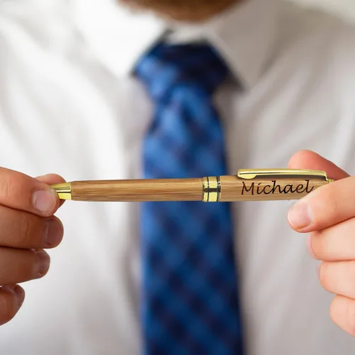 Vista 5 de Bolígrafo personalizado de My Personal Memories grabado con estuche personalizado - Juego de bolígrafos de madera para abogados, médicos, maestros