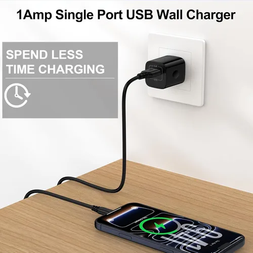 Vista 2 de Wall Charger Box,10Pack 1A/5V Single Port USB Plug Black Charging Block