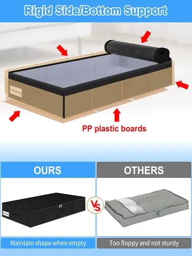 Vista 3 de Bolsas de Almacenamiento Debajo de la Cama con Cremallera, Contenedores de Almacenamiento Debajo de la Cama de 7 Pulgadas de Altura con Lados