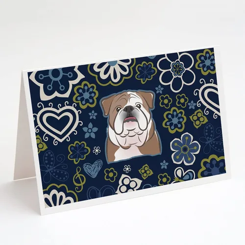 Vista 42 de Caroline's Treasures BB5095GCA7P - Tarjetas de felicitación y sobres con diseño de flores azules y sabuesos afganos, paquete de 8 tarjetas en blanco