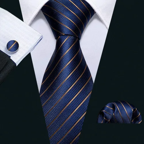 Vista 96 de Barry.Wang Juego de corbatas para hombre, corbata de seda a rayas, tejido a cuadros, gemelos formales, negocios, boda