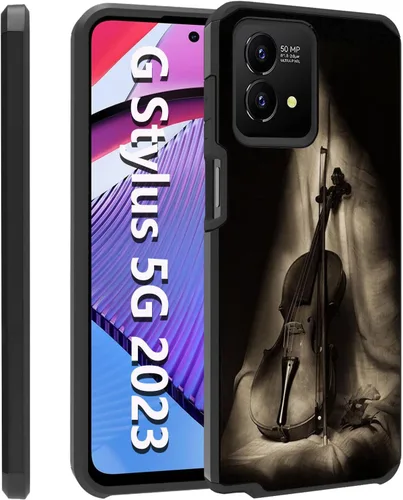 Vista 21 de Funda para Moto G Stylus 5G 2023, resistente 2 en 1 de doble capa híbrida de policarbonato duro y silicona suave a prueba de golpes, funda