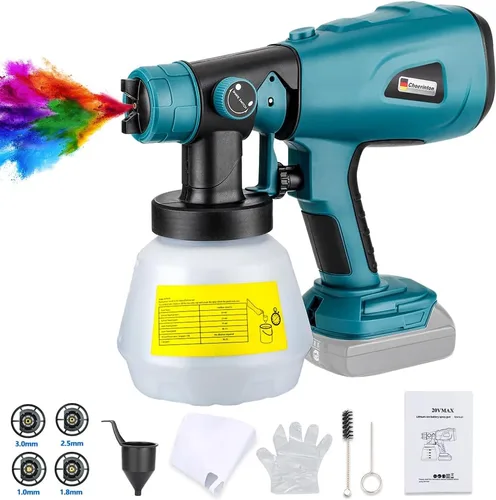 Vista 7 de Pulverizador de pintura compatible con batería DEWALT 20V MAX, pistola de pintura eléctrica HVLP inalámbrica con 3 patrones de pulverización y 4