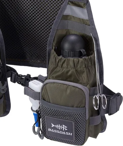 Vista 7 de BASSDASH FV08 Chaleco ultraligero de pesca con mosca para hombres y mujeres Paquete de pecho portátil Talla única para la mayoría