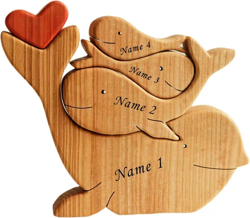 Vista 13 de Figura familiar de animales de madera personalizada con 1-8 nombres, bloques de nombres personalizados de animales para abrazar, regalos de recuerdo