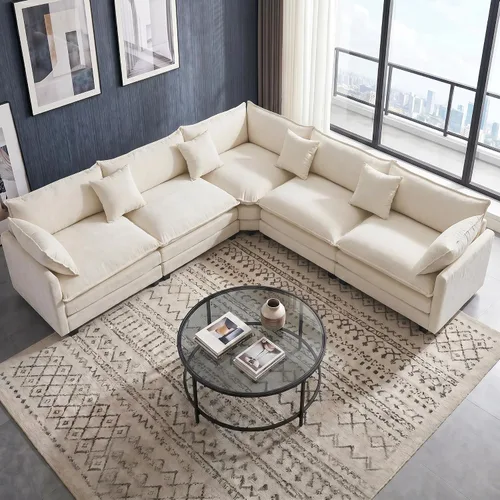Vista 17 de Juego de sofá de felpilla Cloud de 77 pulgadas con almohadas, sofá biplaza de asiento profundo para apartamentos, ahorro de espacio de 2 plazas