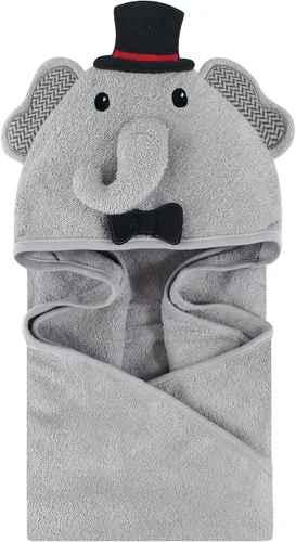 Vista 5 de Little Treasure Toalla unisex de algodón con capucha con cara de animal para bebé, elefante de flor, talla única