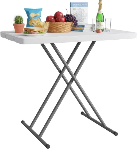 Vista 16 de PayLessHere Mesa plegable de 4 pies Mesa portátil de plástico con asa de transporte Diseño de mesa impermeable y plegable Estructura de Negro