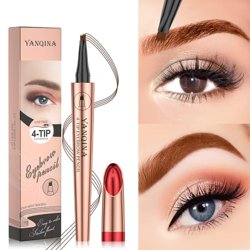 Vista 3 de Lápiz de cejas negro Liquid Microblading. Resistente al agua, de larga duración, natural, pluma de cejas con punta de horquilla de 4 puntos