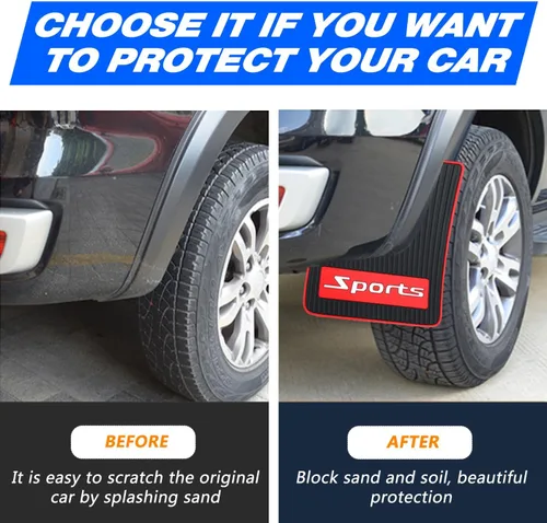 Vista 3 de 4 unidades de guardabarros de tamaño mini universal para automóvil, protector contra salpicaduras, apto para sedán, hatchbacks, protector de lodo