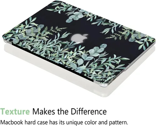 Vista 4 de Funda para MacBook Air de 13 pulgadas A1466 A1369 versión 2010-2017, efecto 3D, negro mate, cubierta dura transparente y cubierta de teclado, solo
