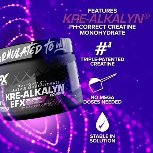 Vista 3 de EFX Sports Kre-Alkalyn EFX Powder Suplemento en polvo de monohidrato de creatina pH correcto Fuerza, crecimiento muscular y rendimiento 55