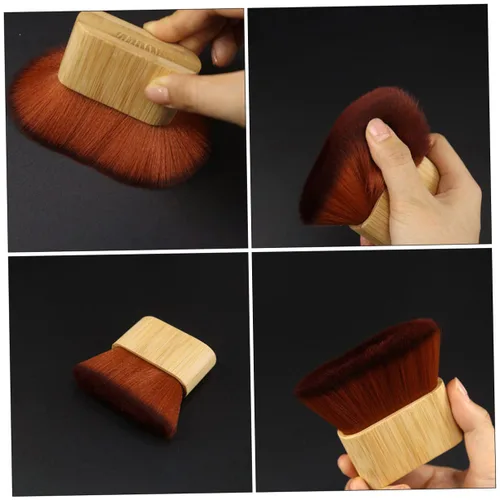 Vista 4 de FOMIYES Cepillo de cerdas flexibles, plumero de pelo para peluqueros peluquero, cepillo de depilación, plumero de cuello, mango de bambú