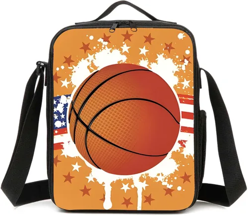 Vista 6 de CAIWEI Bolsa de almuerzo Galaxy con aislamiento para lonchera (baloncesto de torneado)