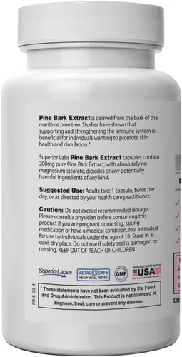 Vista 2 de Superior Labs Extracto de corteza de pino 200 mg, 95% OPC, circulación, 90