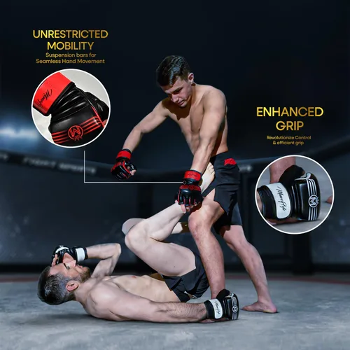 Vista 2 de Crown - Guantes de artes marciales para hombres y mujeres, guantes de boxeo para artes marciales, guantes de lucha y kickboxing UFC Grappling