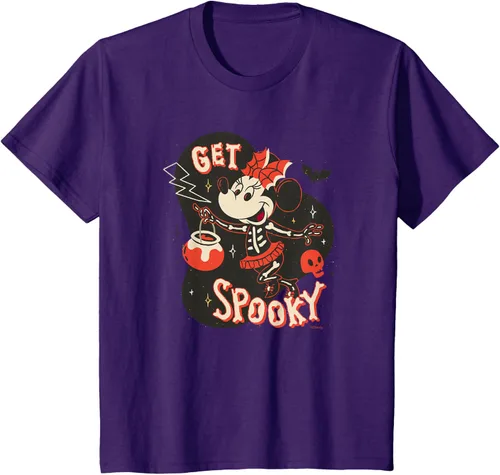 Vista 26 de Disney Disfraz de esqueleto de Minnie Mouse para Halloween, camiseta espeluznante Negro