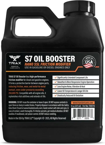 Vista 2 de Triax Max Oil Booster S7, limpiador de lodos de motor, refuerzo TBN, modificador de fricción, estabilizador de viscosidad, inhibidor de oxidación