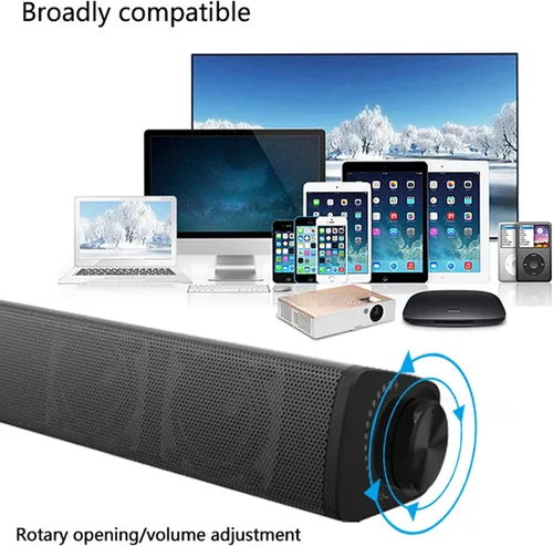 Vista 8 de Barra de sonido portátil para TV/PC, exterior/interior con cable e inalámbrico Bluetooth 5.0 altavoz con control remoto y cable óptico, barra