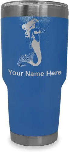 Vista 16 de LaserGram Vaso aislado al vacío de 20 onzas, sirena, grabado personalizado incluido (negro)