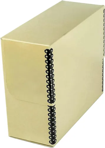 Vista 25 de Lineco Caja de almacenamiento de documentos archivados con borde metálico, caja de cartón libre de ácidos gris, organiza y almacena archivos