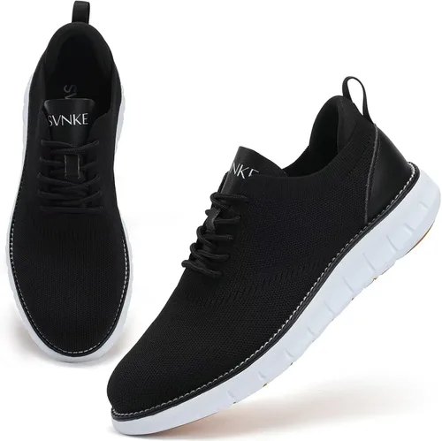 Vista 7 de SVNKE Zapatos de vestir de malla para hombre, zapatos casuales de negocios, con cordones, zapatos Oxford ligeros, transpirables, cómodos, suela