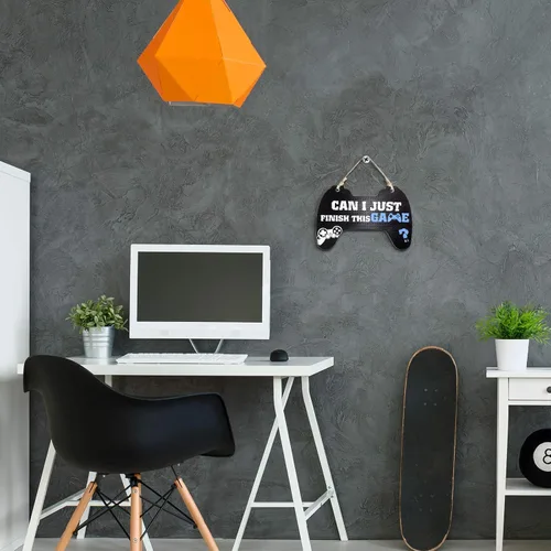 Vista 4 de Jetec Cartel de juego para dormitorio, controlador de madera, placa colgante de gamer, cita de juegos, letrero de puerta colgante para niños