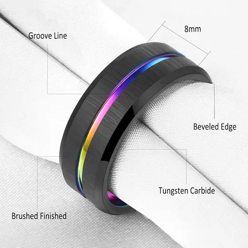 Vista 9 de Sheloves - Anillos de boda chapados en negro para parejas y mujeres, juego de anillos de boda de tungsteno para hombre y mujer