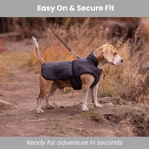 Vista 5 de Abrigo de invierno para perro, chaleco impermeable con aislamiento térmico, chaqueta de nieve, ajuste rápido, cálido y acogedor para clima frío