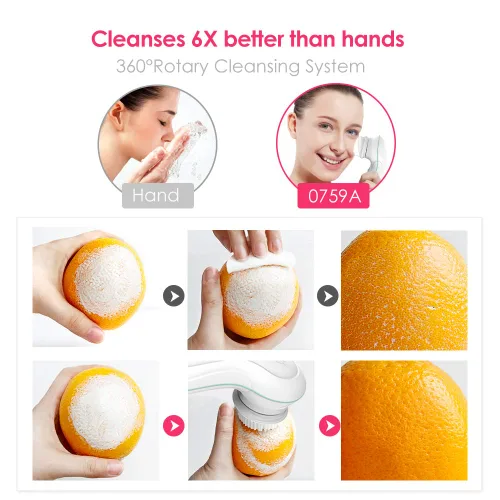 Vista 5 de TOUCHBeauty Juego de cepillos faciales 3 en 1 con 3 cepillos de limpieza giratorios, limpia profundamente los poros para todos los tipos sensibles a