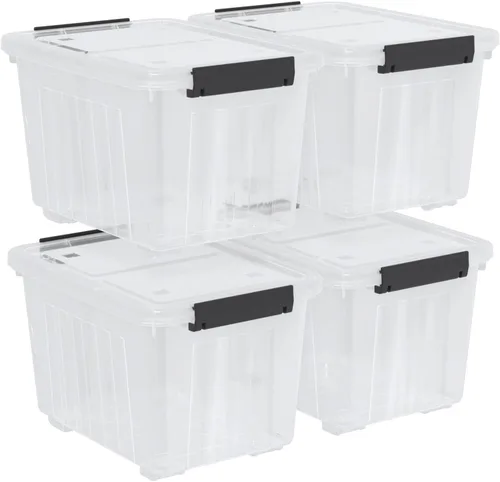 Vista 13 de Caja de almacenamiento de plástico de 6 cuartos de galón con asa, contenedor de cierre transparente con tapas, 6 paquetes