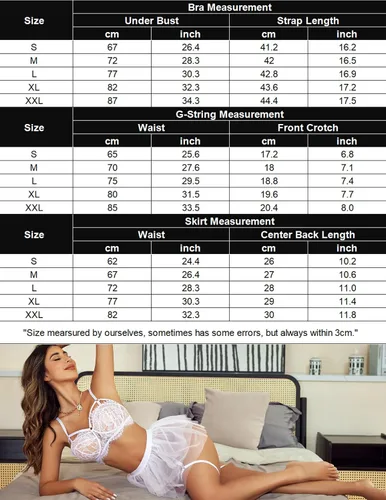 Vista 6 de Avidlove Lencería de encaje para mujer, minifalda de malla, ropa de noche, babydoll