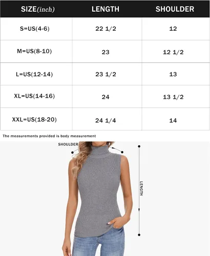 Vista 6 de Biffxeu Cuello alto sin mangas para mujer, chaleco ligero de punto sin mangas, cuello alto elástico