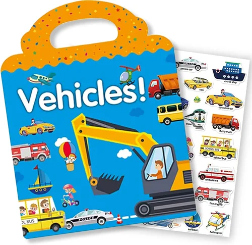 Vista 13 de Libro de calcomanías reutilizables para niños, calcomanías de animales, juguetes educativos de aprendizaje, calcomanías de viaje, libros