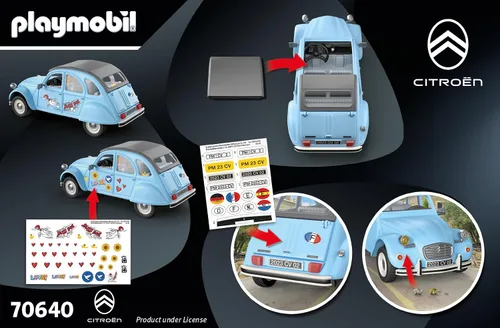 Vista 9 de PLAYMOBIL Classic Car 70640 Citroën 2 CV, pato con capucha extraíble, coleccionable para fanáticos de los coches, juguete para coleccionistas
