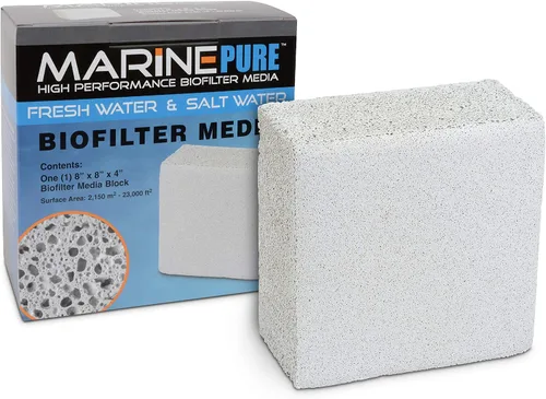 Vista 4 de CerMedia MarinePure Bloque de medios biofiltrantes para acuarios marinos y de agua dulce, 8 por 8 x 4 pulgadas