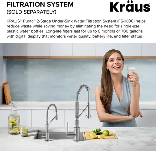 Vista 12 de KRAUS Bolden Grifo de filtro de agua potable de una sola manija para ósmosis inversa o sistema de filtración de agua en acero inoxidable sin Acero
