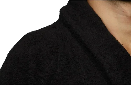 Vista 8 de Bata de rizo unisex de algodón, batas suaves y absorbentes para hombres y mujeres, accesorios de baño Negro