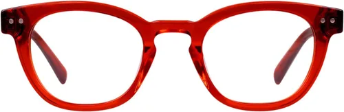 Vista 14 de eyebobs - Waylaid Gafas de lectura tradicionales y azules de primera calidad Marco redondo para caras promedio Ámbar se desvanece frente