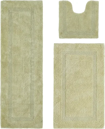 Vista 92 de Better Trends - Juego de 2 alfombras de baño 100% algodón, extra suaves, con borlas, de 17" x 24", alfombra de baño superabsorbente y reversible